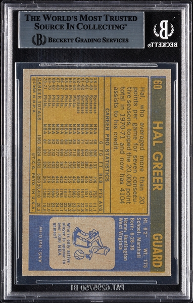 Hal Greer Signed 1971 Topps No. 60 (BAS)